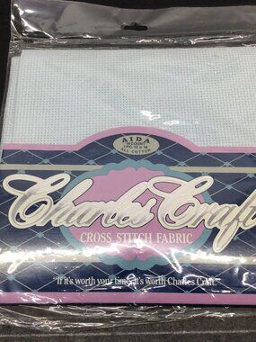 Aida Cloth 12"x18" 14 Count Cross Stitch Fabric Charles Craft Pale Blue